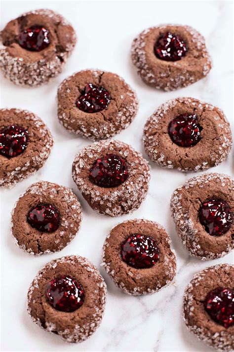 Chocolate Thumbprint Cookies With Red Wine Raspberry Jam A Beautiful