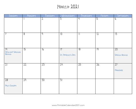 March 2021 calendar is a plain printable calendar. Printable Calendar March 2021, Printable 2021 Calendar ...