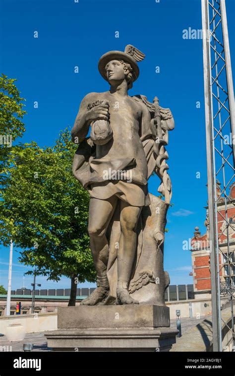 The Statue Of Mercury Outside The Stock Exchange In Copenhagen Denmark