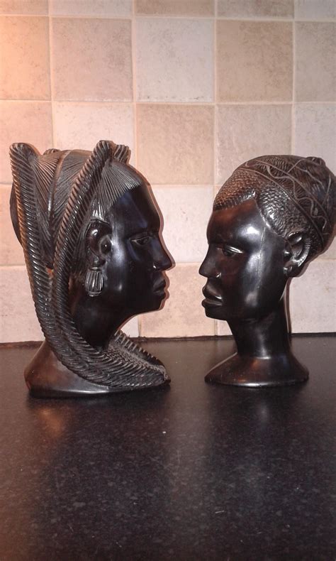 Ebony African Carved Heads Instappraisal