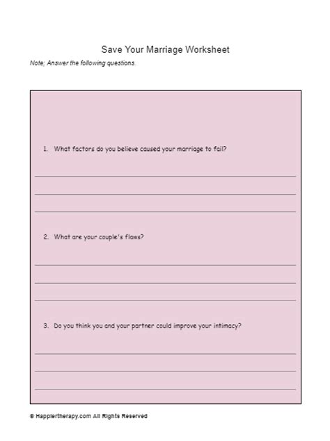 Save Your Marriage Worksheet Happiertherapy