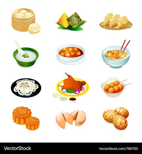 Chinese Food Icons Royalty Free Vector Image Vectorstock