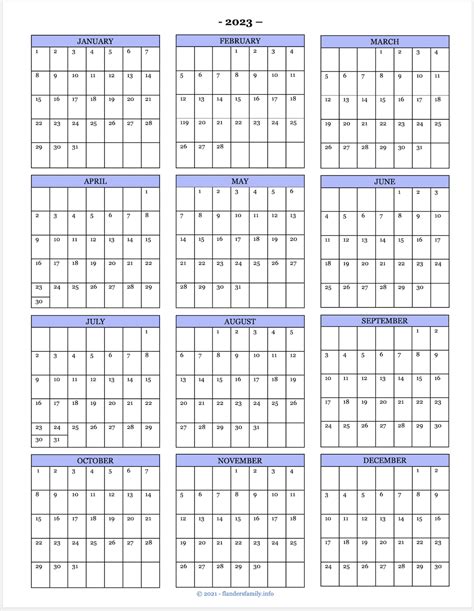 2023 Year Calendar Yearly Printable Yearly Calendar 2023 Free