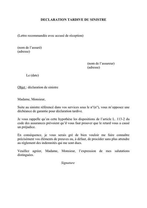 Declaration Tardive Du Sinistre DOC PDF Page 1 Sur 1