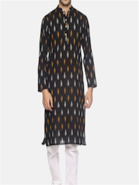 Buy Paroksh Woven Design Mandarin Collar Pure Cotton Kurta Kurtas For