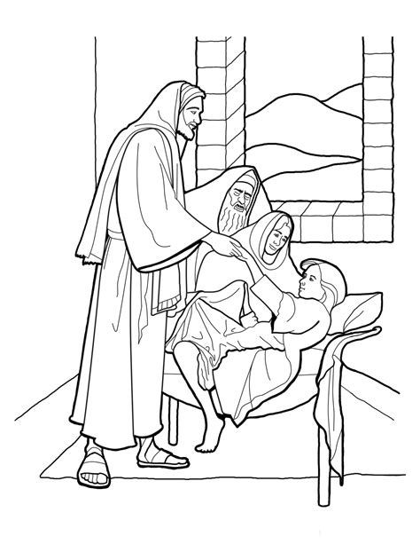 Christ Raising The Daughter Of Jairus Coloring Page