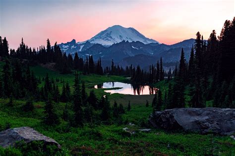 Sunset Behind Mount Rainier From A Few Weekends Ago Washington Usa