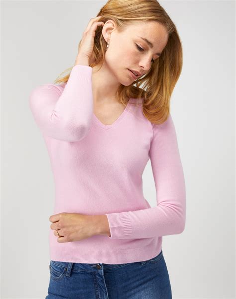 Blossom Pink Cashmere Slim Fit V Neck Sweater Pure Collection