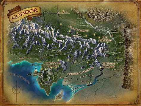 Map Of Gondor A Land Of Middle Earth In Lord Of The Rings Online