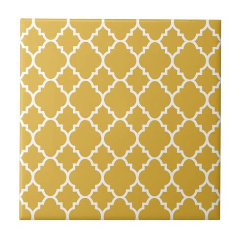 Gold White Quatrefoil Moroccan Pattern Tile Zazzle Co Uk