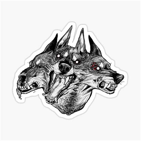 Black And White Deadly Cerberus Doberman Dog Sticker For Sale By