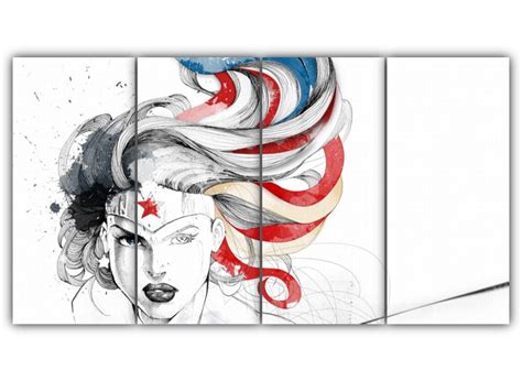 4 Panels Wonder Woman Multi Canvas Wall Art Poster Print Dc Etsy