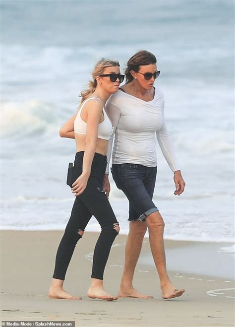 Caitlyn Jenner Enjoys Beach Stroll With Partner Sophia Hutchins Following I M A Celebrity Exit