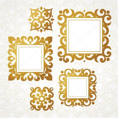 Set Of Elegant Decorative Frames In Victorian Style Premium Vector In