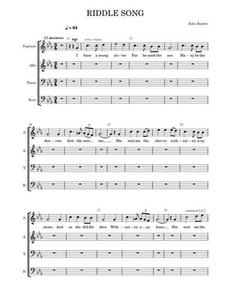 Riddle Song John Rutter Riddlesong Sheet Music For Soprano Alto