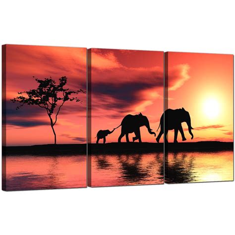 Elephants Canvas Prints Set Of 3 For Your Living Room