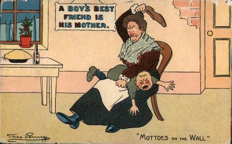 Mother Spanks Boy With Shoe Spanking Postcard