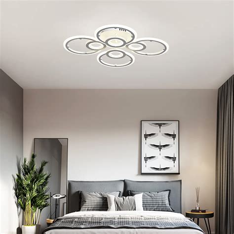 Qcyuui Led Dimmable Ceiling Light Modern Ring Circle Flush Mount