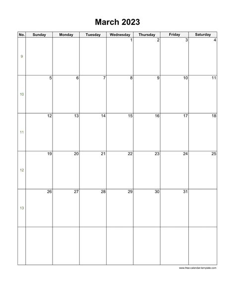 2023 Blank Monthly Calendar 2023 Blank Calendar Pdf Free Printable