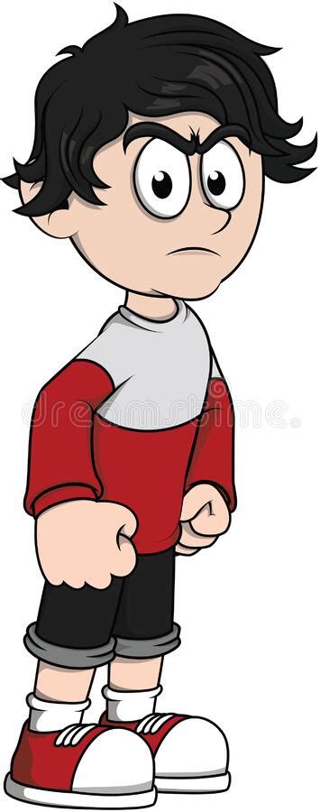 Boy Standing Angry Color Illustration Stock Vector Illustration Of