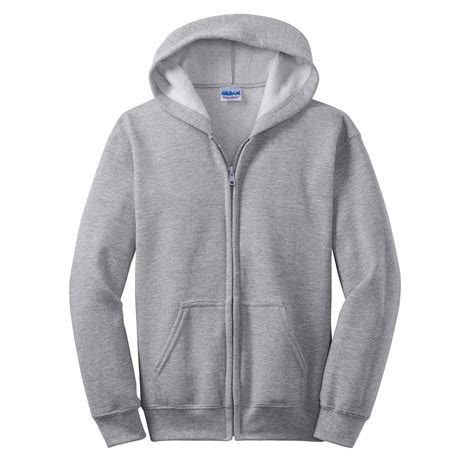 Gildan 18600b Youth Heavy Blend Full Zip Hooded Sweatshirt Sport Grey