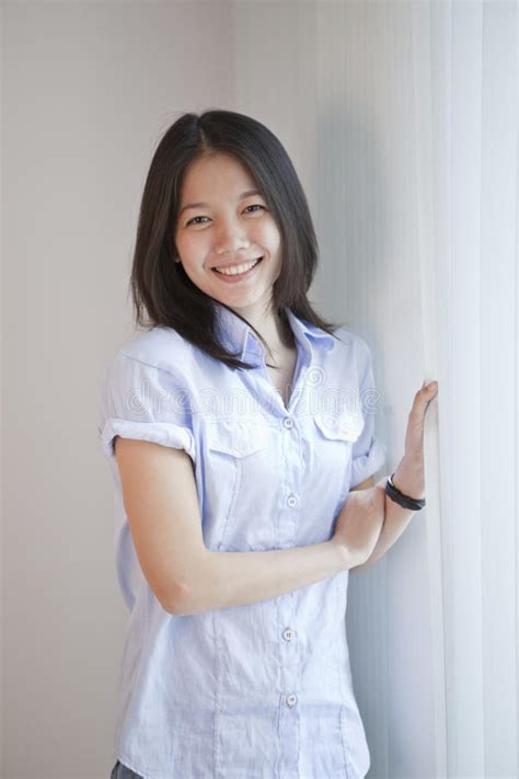 Natural Face With No Make Up Of Asian Teen Stock Image