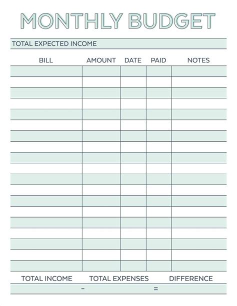 7 Simple Monthly Budget Template Every Last Template Free Download