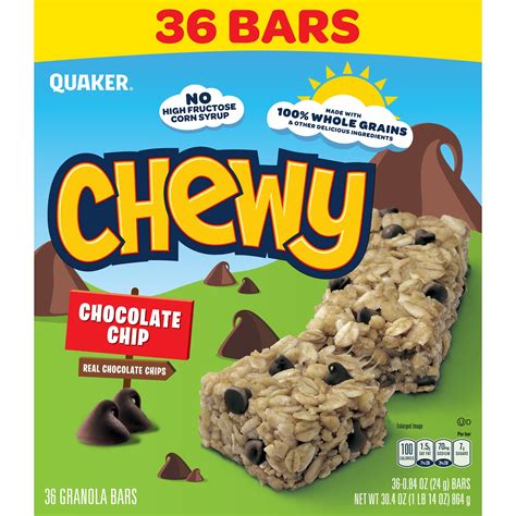 Quaker Chewy Chocolate Chip Oz Ct Granola Bars Walmart Com