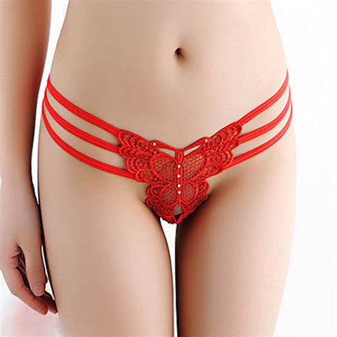 Sexy Hollow Butterfly Embroidered Mesh Thongs For Women Td Mercado