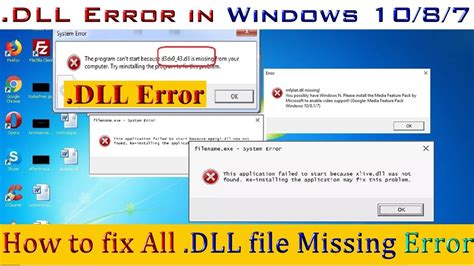 How To Fix All Dll File Missing Error In Windows 1087 Missing Dll