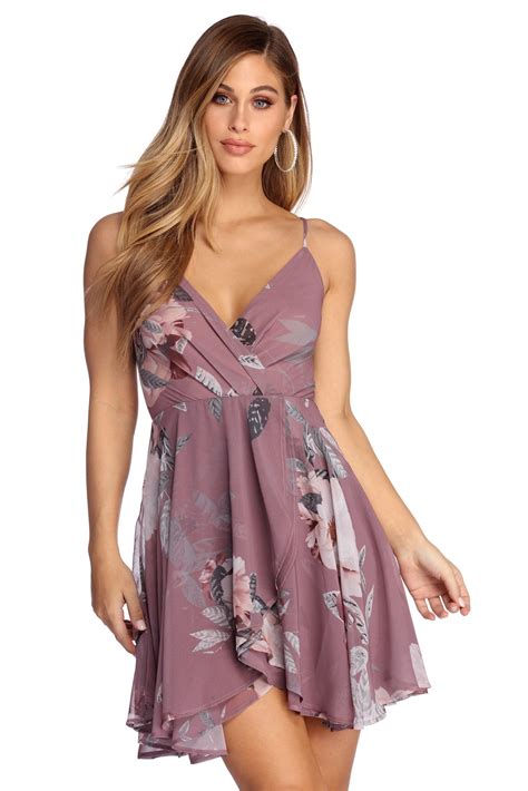 Lavender Flowy And Floral Skater Dress Flowy Mini Dress Fancy Dress Short Flowy Dress Short