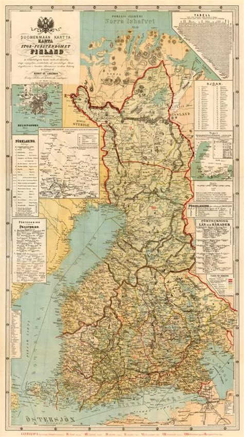 Finland Map Large Map Of Finland Old Map Fine Reproduction On Paper