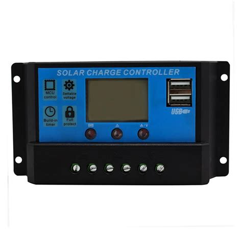 10/20/30A Solar Charge Controller 12V 24V LCD Display Dual USB Solar