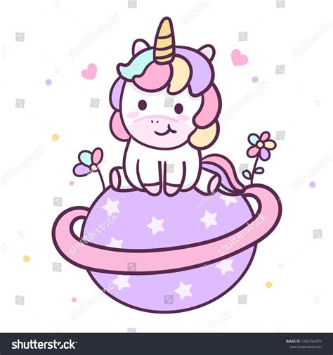Cute Unicorn Cartoon Vector Pastel Color With Sweet Heart Pony Horse