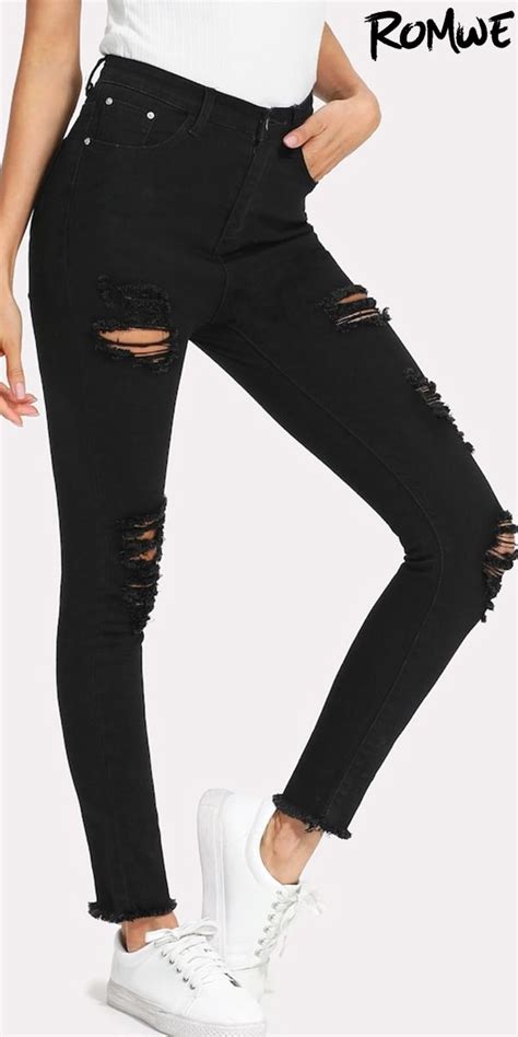 Raw Hem Extreme Distressing Jeans Cute Ripped Jeans Distressed