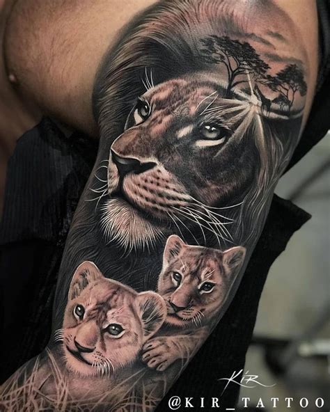 3 Lions Tattoo Sleeve Canvas Bloop