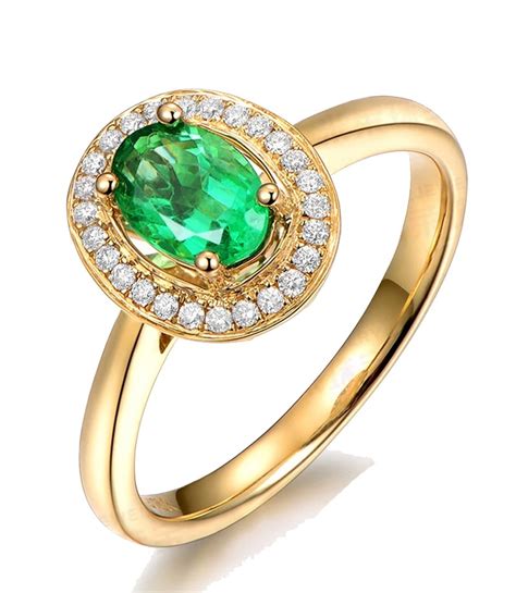 Yellow gold diamond engagement ring. 1 Carat Emerald and Diamond Halo Engagement Ring in Yellow Gold - JeenJewels
