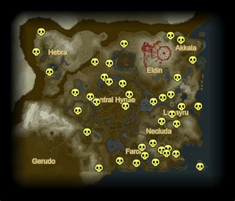 Blue Hinox Locations Zelda Map Of Shrine Locations