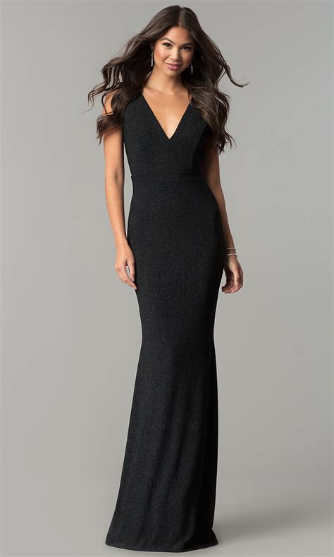 Maybe you would like to learn more about one of these? Glitter-Print V-Neck Long Black Formal Evening Dress
