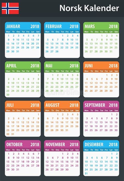 Calendario Para 2018 Comienzo De La Semana El Domingo Ilustración Del