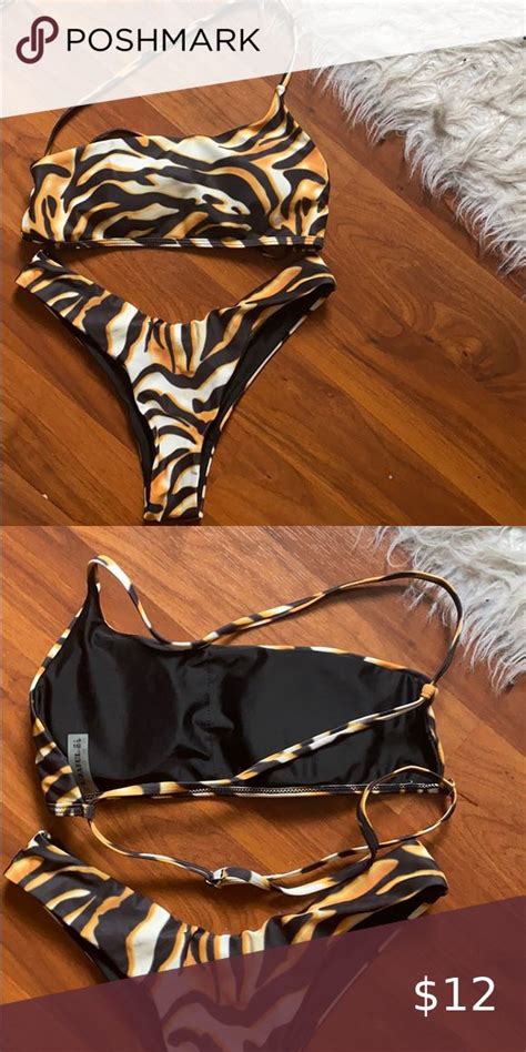 Tiger Print Bikini In 2020 Print Bikini Tiger Print Bikinis