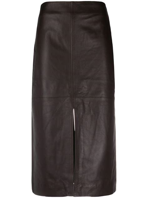 Co Leather Pencil Skirt Brown Editorialist