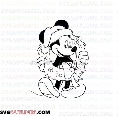 Mickey Mouse Wreath Christmas Outline Svg Dxf Eps Pdf Png