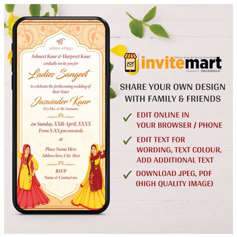 Cute Sangeet Wedding Invitation Template Sangeet Party Invite Card