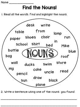 nouns worksheets  danas wonderland teachers pay teachers