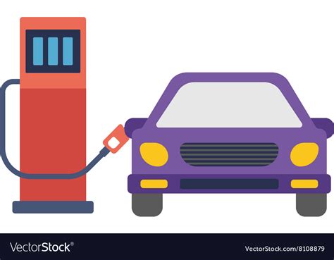 Car At Gas Station Being Filled With Fuel Vector Image