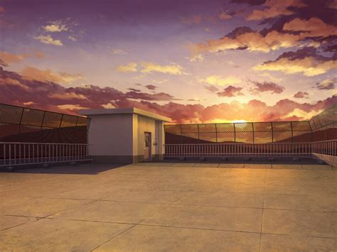 Anime Landscape Quiet Rooftop Anime Background Day And Sunset