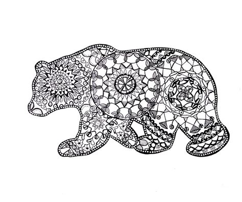 California Bear Mandala Drawing Fine Art Prints Bear Coloring Pages