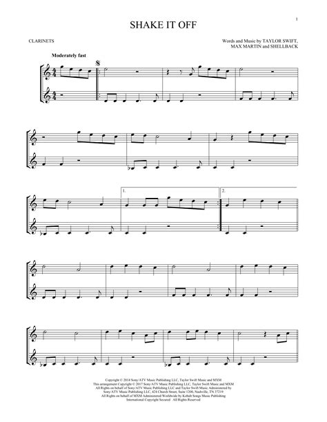 Shake It Off Clarinet Duet Print Sheet Music Now