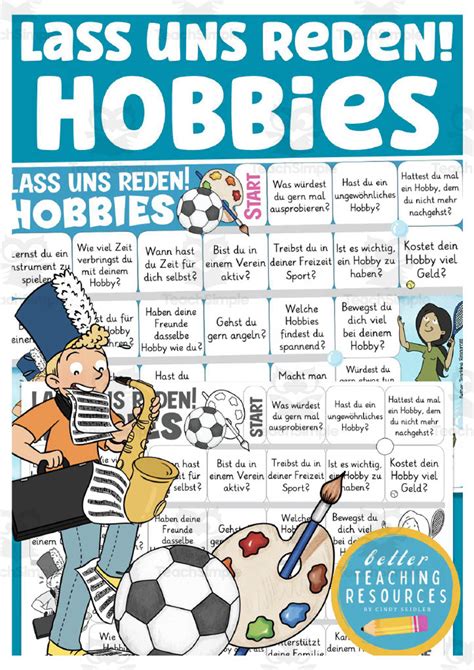 German Lets Talk About Hobbies Board Game By Teach Simple
